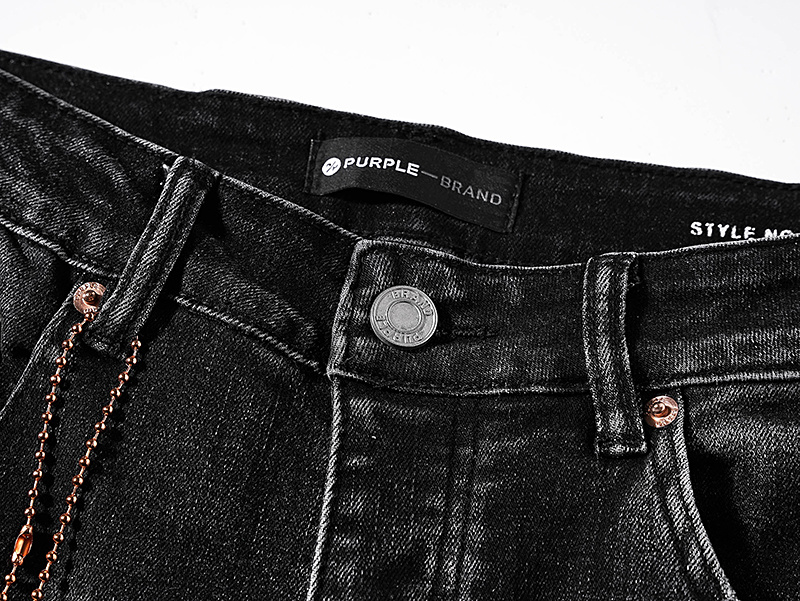 Purple Brand Washed Stacked Biker Denim Jeans Black PU128