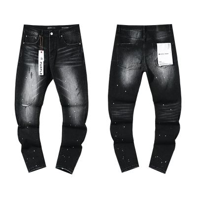 Purple Brand Washed Stacked Biker Denim Jeans Black PU129 02