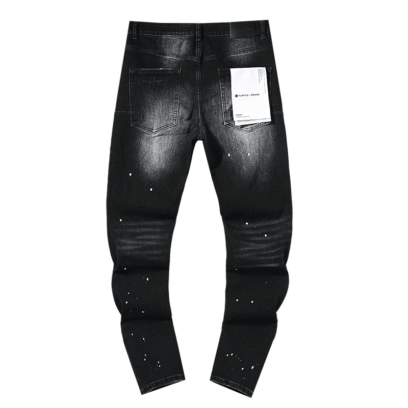 Purple Brand Washed Stacked Biker Denim Jeans Black PU129