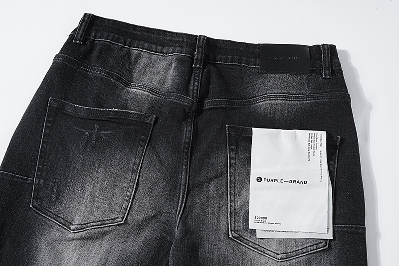 Purple Brand Washed Stacked Biker Denim Jeans Black PU129