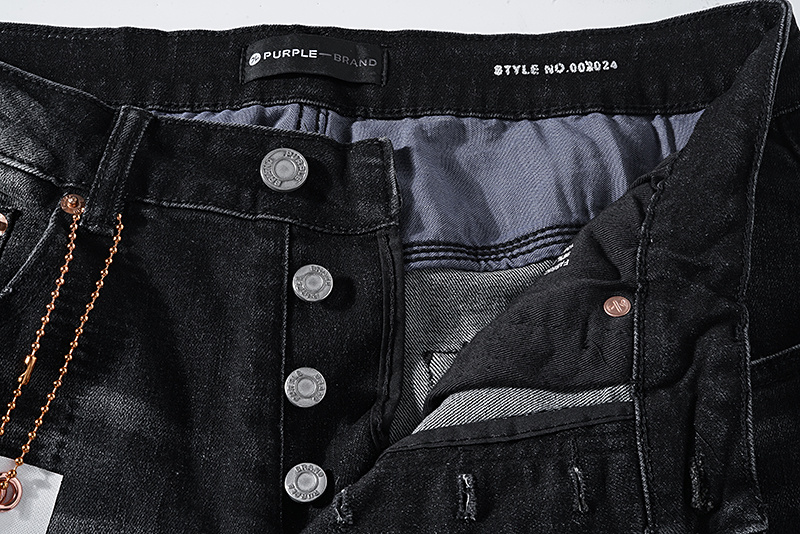 Purple Brand Washed Stacked Biker Denim Jeans Black PU129
