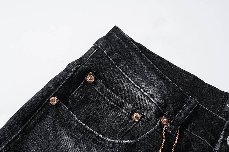 Purple Brand Washed Stacked Biker Denim Jeans Black PU129