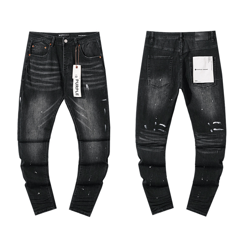 Purple Brand Washed Stacked Biker Denim Jeans Black PU144