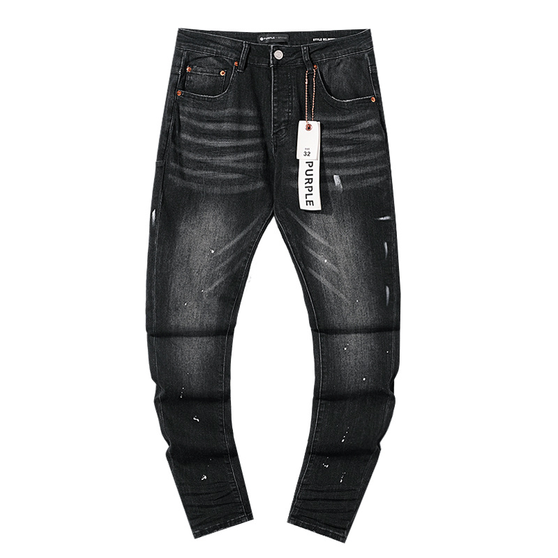 Purple Brand Washed Stacked Biker Denim Jeans Black PU144