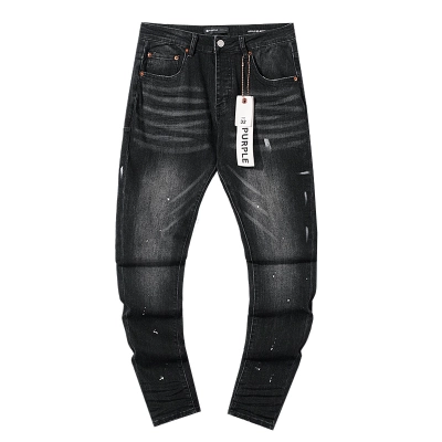 Purple Brand Washed Stacked Biker Denim Jeans Black PU144 02