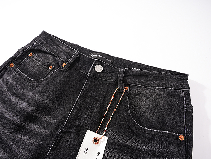 Purple Brand Washed Stacked Biker Denim Jeans Black PU144