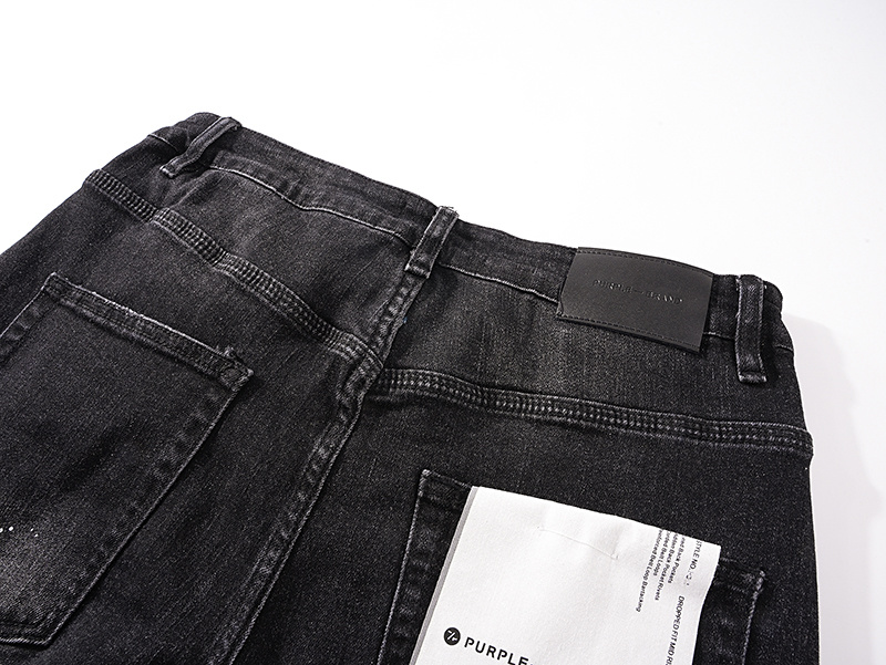 Purple Brand Washed Stacked Biker Denim Jeans Black PU144