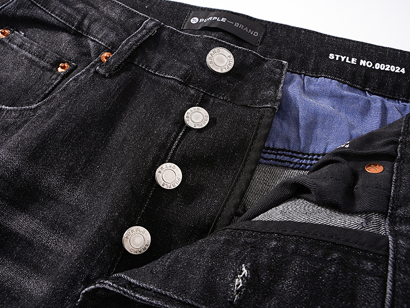 Purple Brand Washed Stacked Biker Denim Jeans Black PU144