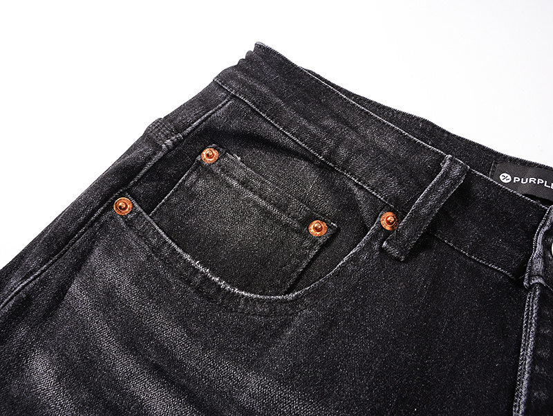 Purple Brand Washed Stacked Biker Denim Jeans Black PU144