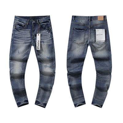 Purple Brand Washed Stacked Biker Denim Jeans Blue PU108 01