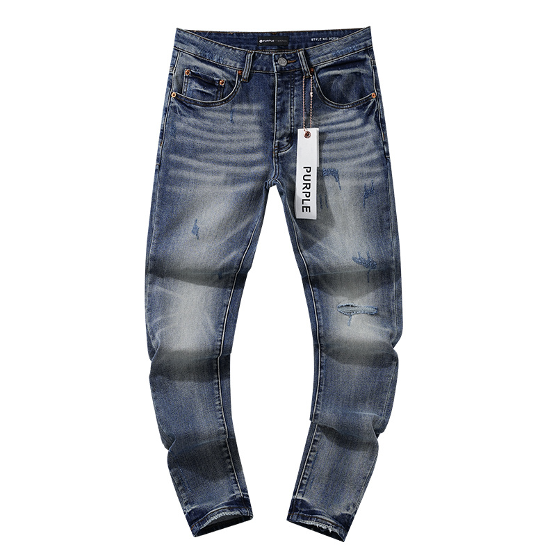 Purple Brand Washed Stacked Biker Denim Jeans Blue PU108