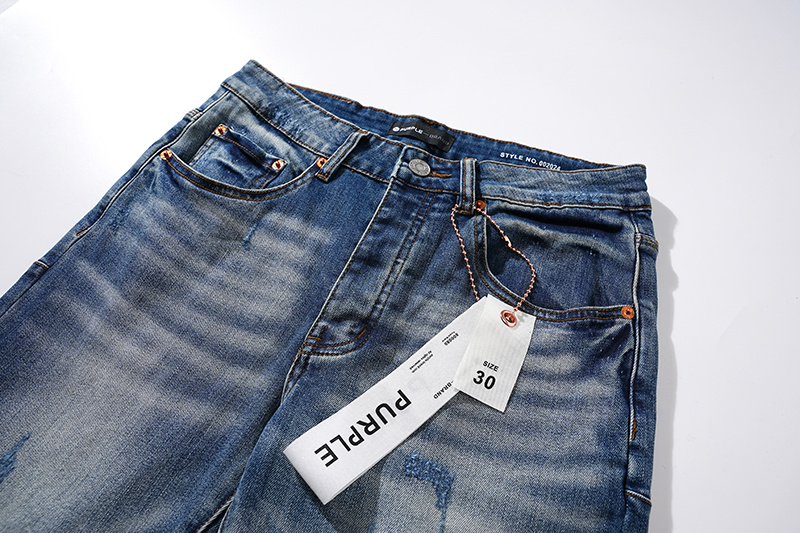 Purple Brand Washed Stacked Biker Denim Jeans Blue PU108