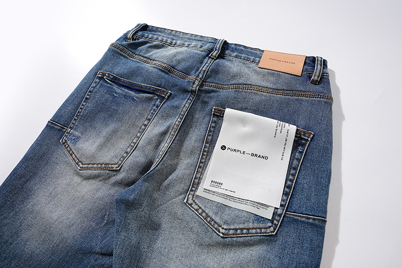 Purple Brand Washed Stacked Biker Denim Jeans Blue PU108