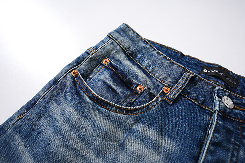 Purple Brand Washed Stacked Biker Denim Jeans Blue PU108