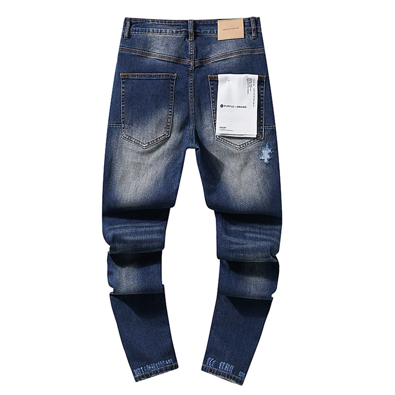 Purple Brand Washed Stacked Biker Denim Jeans Blue PU115