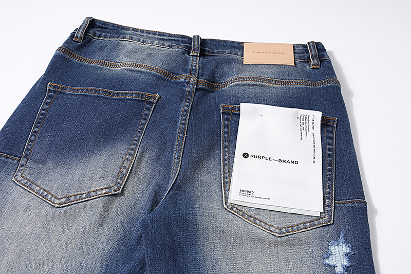 Purple Brand Washed Stacked Biker Denim Jeans Blue PU115
