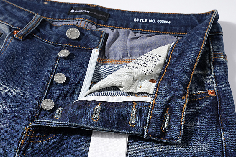 Purple Brand Washed Stacked Biker Denim Jeans Blue PU115