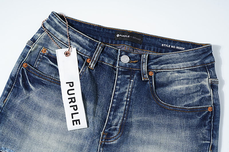 Purple Brand Washed Stacked Biker Denim Jeans Blue PU119