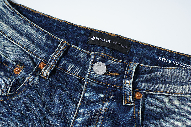 Purple Brand Washed Stacked Biker Denim Jeans Blue PU119