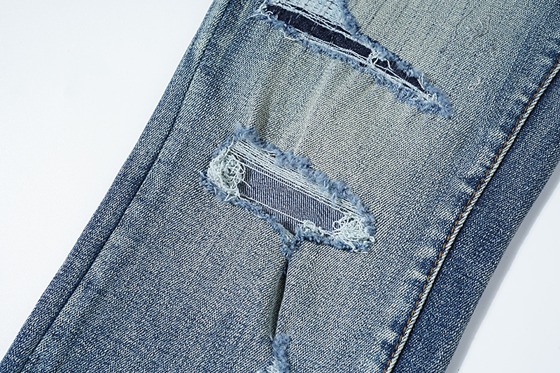 Purple Brand Washed Stacked Biker Denim Jeans Blue PU119