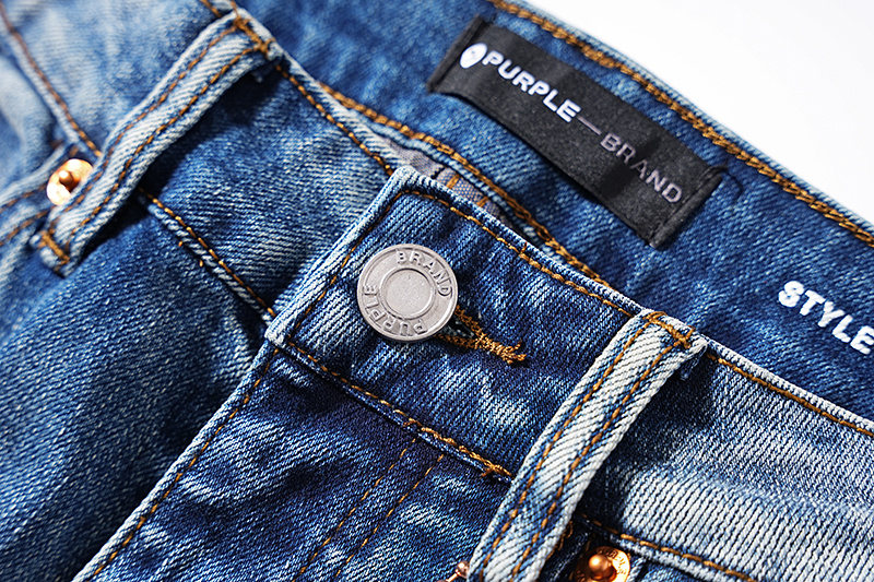 Purple Brand Washed Stacked Biker Denim Jeans Light Blue PU109