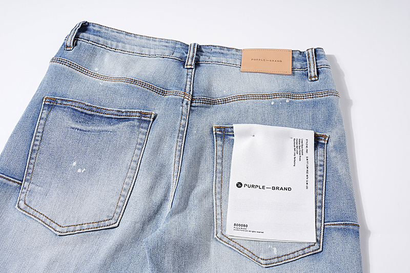 Purple Brand Washed Stacked Biker Denim Jeans Light Blue PU114