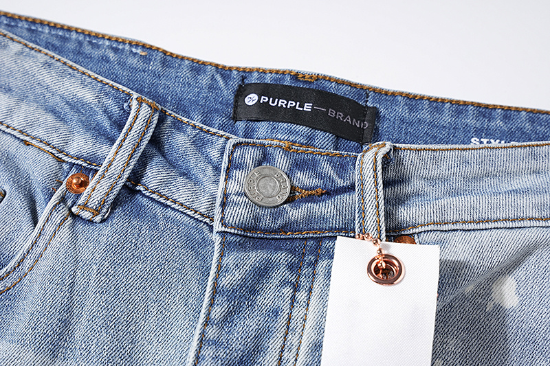 Purple Brand Washed Stacked Biker Denim Jeans Light Blue PU114