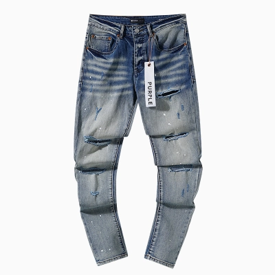 Purple Brand Washed Stacked Biker Denim Jeans Light Blue PU117 02