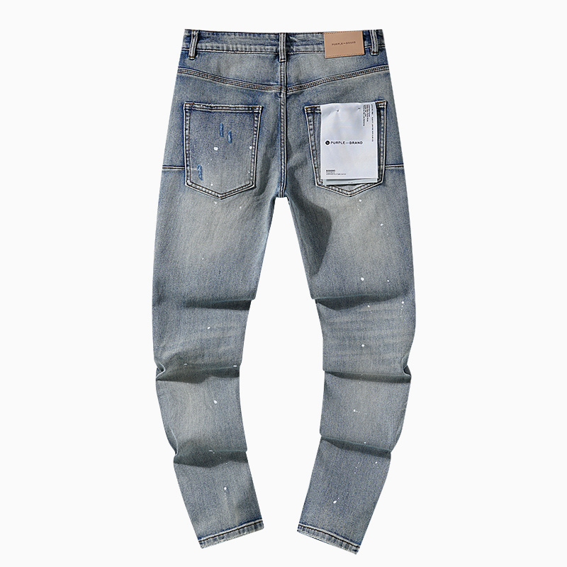 Purple Brand Washed Stacked Biker Denim Jeans Light Blue PU117