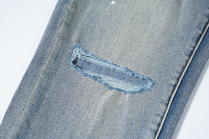 Purple Brand Washed Stacked Biker Denim Jeans Light Blue PU117