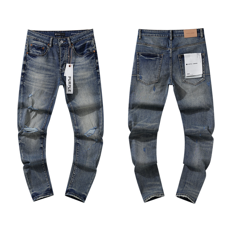 Purple Brand Washed Stacked Denim Jeans Blue PU107
