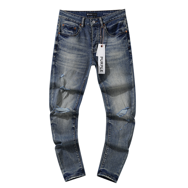 Purple Brand Washed Stacked Denim Jeans Blue PU107