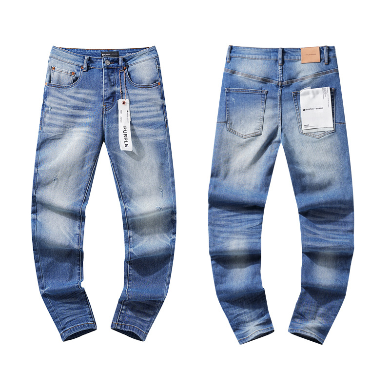 Purple Brand Washed Stacked Denim Jeans Light Blue PU106