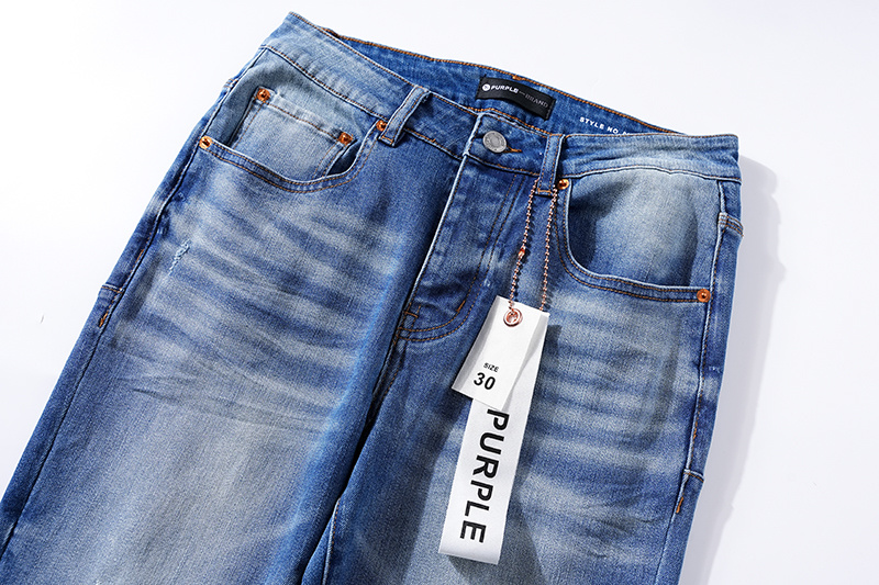 Purple Brand Washed Stacked Denim Jeans Light Blue PU106