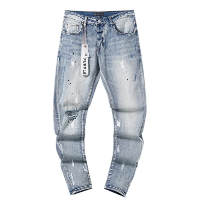 Purple Brand Washed Stacked Denim Jeans Light Blue PU132 02
