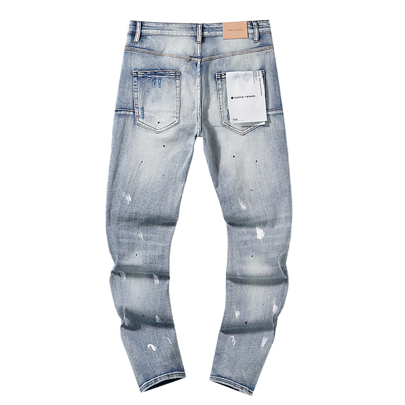 Purple Brand Washed Stacked Denim Jeans Light Blue PU132