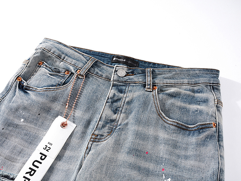 Purple Brand Washed Stacked Denim Jeans Light Blue PU138