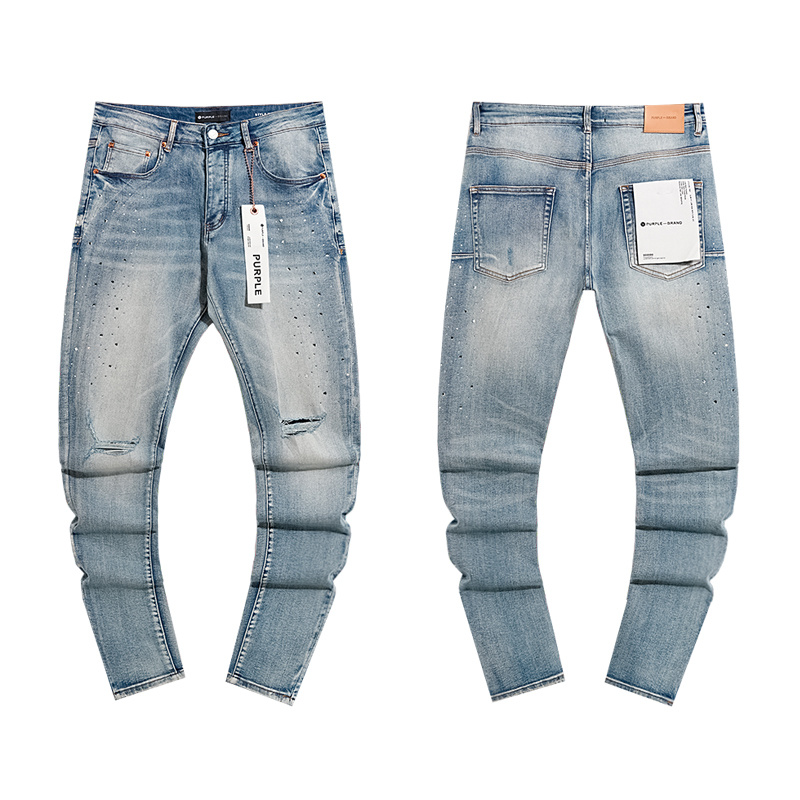 Purple Brand Washed Stacked Denim Jeans Light Blue PU142