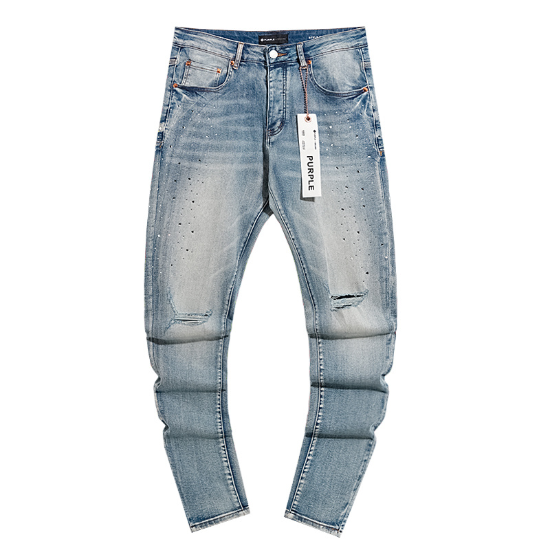 Purple Brand Washed Stacked Denim Jeans Light Blue PU142