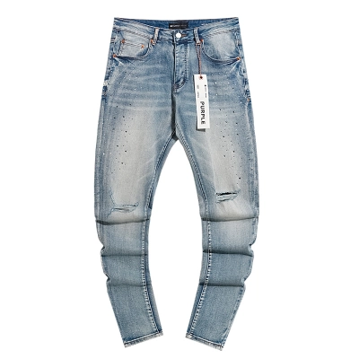 Purple Brand Washed Stacked Denim Jeans Light Blue PU142 02