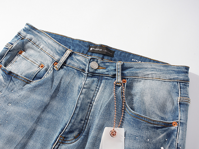 Purple Brand Washed Stacked Denim Jeans Light Blue PU142