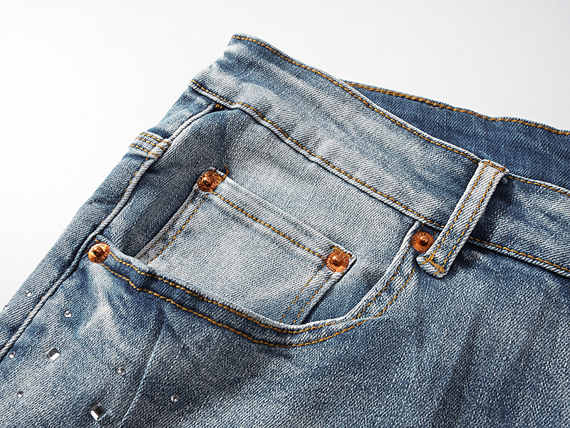 Purple Brand Washed Stacked Denim Jeans Light Blue PU142