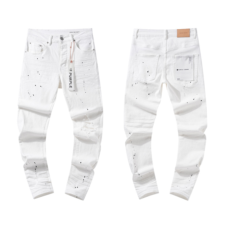 Purple Brand Washed Stacked Denim Jeans White PU105