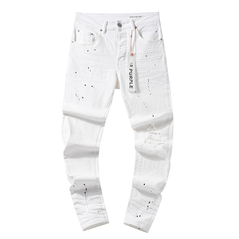 Purple Brand Washed Stacked Denim Jeans White PU105