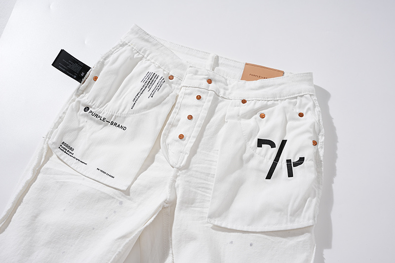 Purple Brand Washed Stacked Denim Jeans White PU105