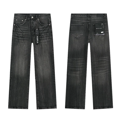 Purple Brand Washed Straight Denim Jeans Black PU803 01