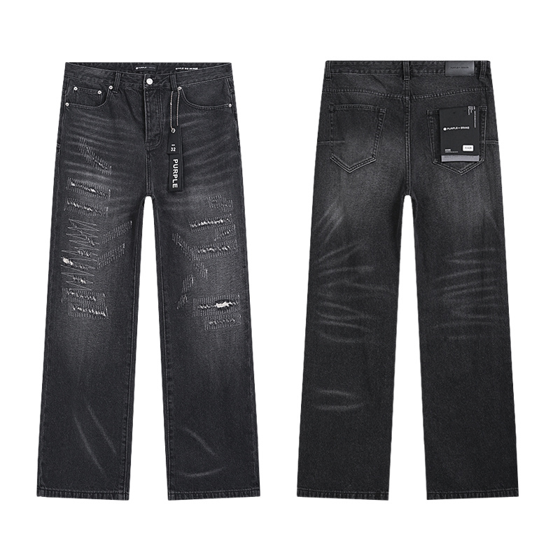 Purple Brand Washed Wide Leg Denim Jeans Black PU829