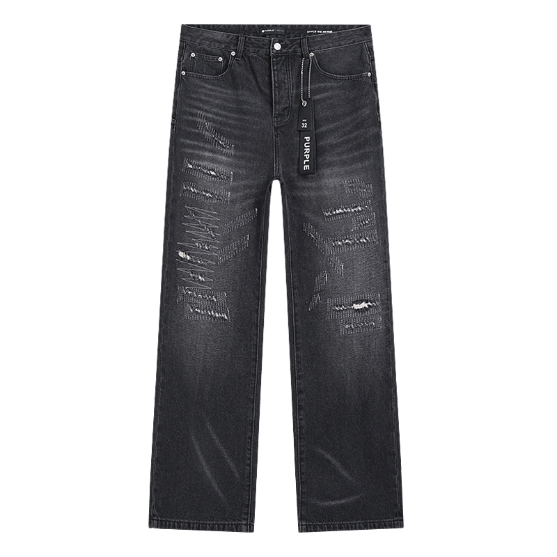 Purple Brand Washed Wide Leg Denim Jeans Black PU829