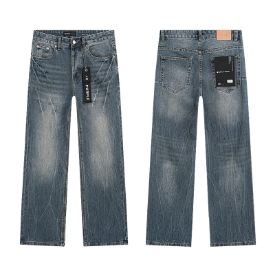 Purple Brand Washed Wide Leg Denim Jeans Blue PU807 01