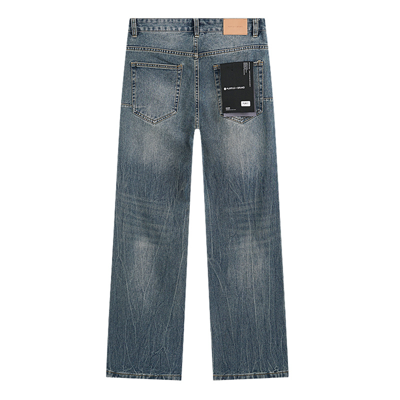 Purple Brand Washed Wide Leg Denim Jeans Blue PU807